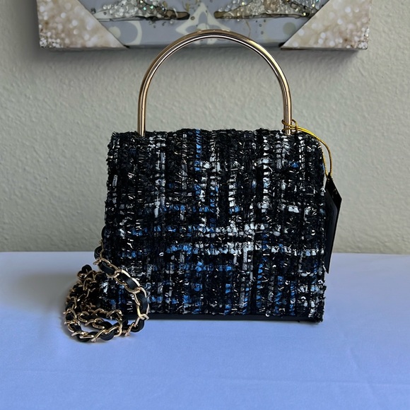 Kamala Top Handle Tweed Mini Crossbody5.5Wx5H Black - Picture 4 of 15